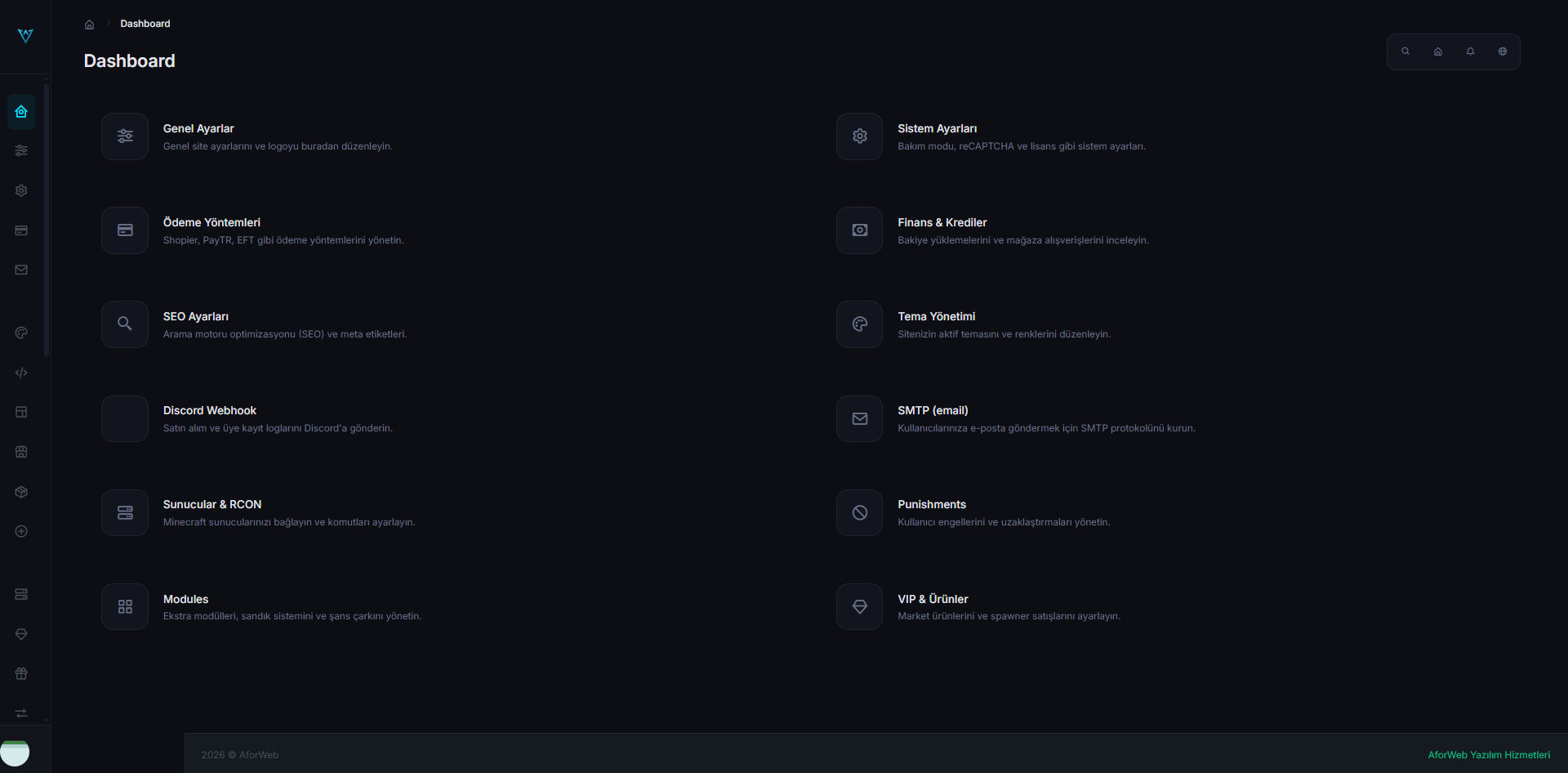 AforWeb Admin Dashboard
